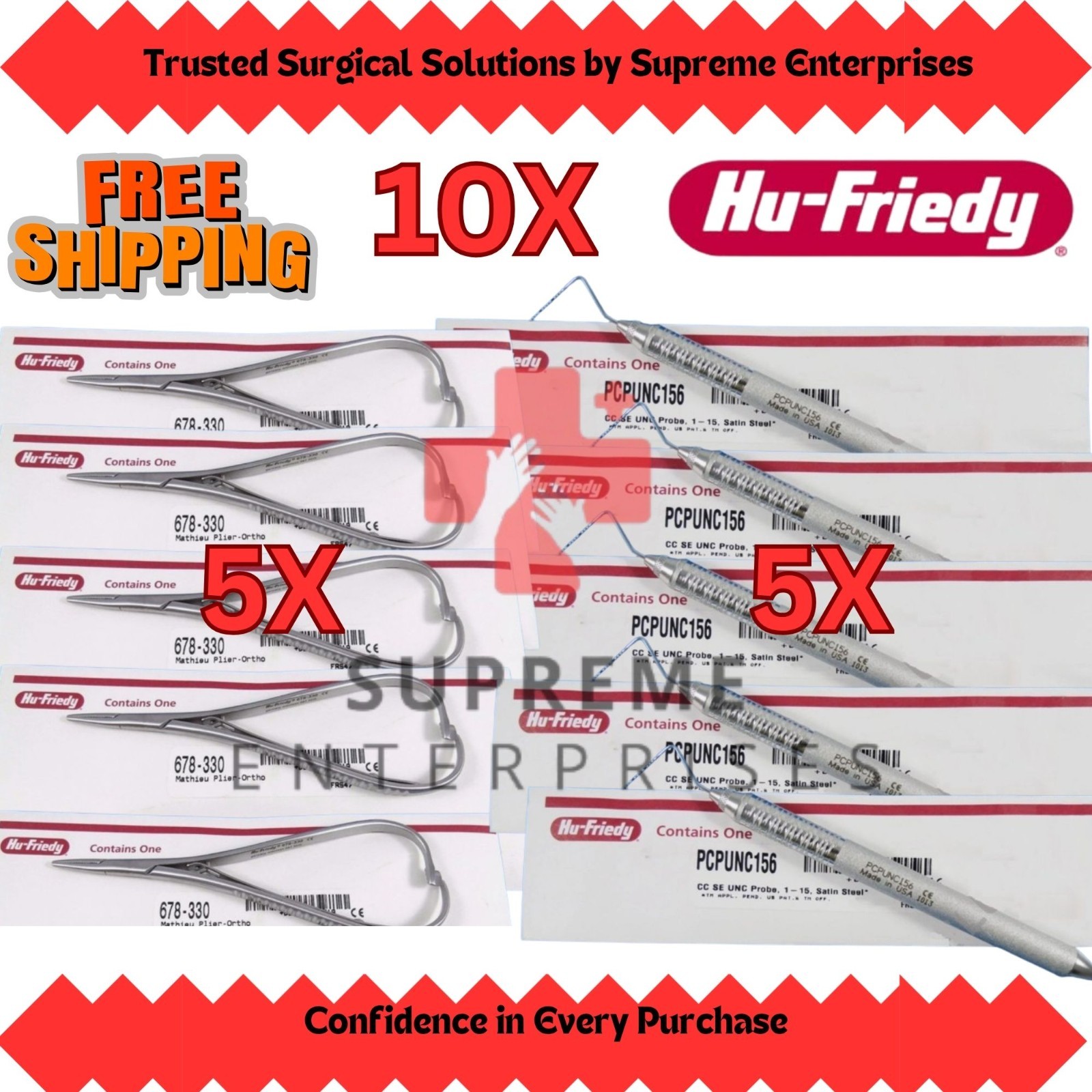 LOT OF HU FRIEDY (5) Mathieu 678-330 (5) Probe CP15 PCPUNC156