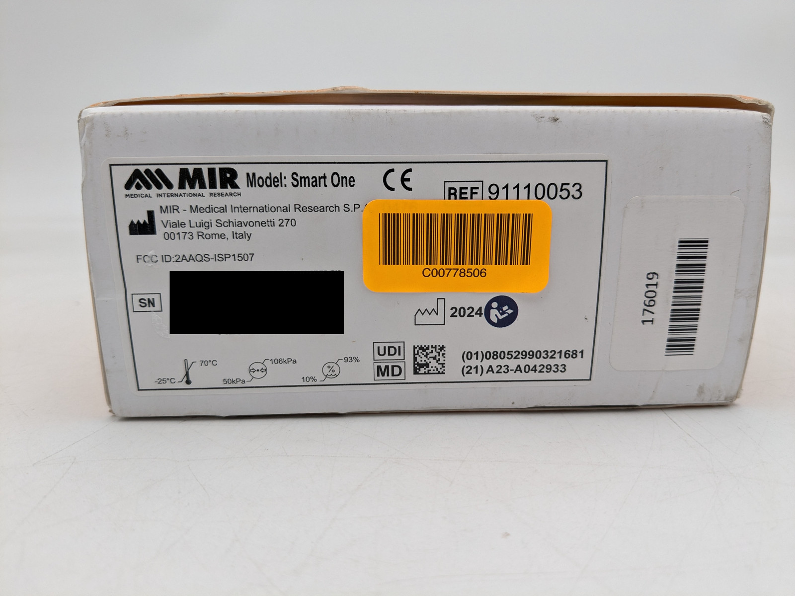 MIR Smart One Personal Spirometer Peak Flow Meter Bluetooth PEF+FEV1 (91110053)