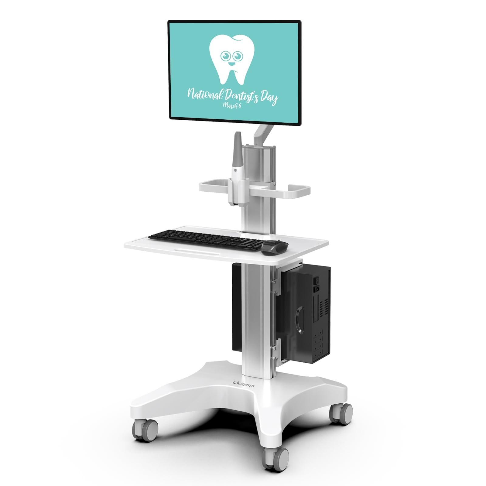 Medical Trolley Cart with Monitor Mount & Oral Scanner Holder – Height-Adj