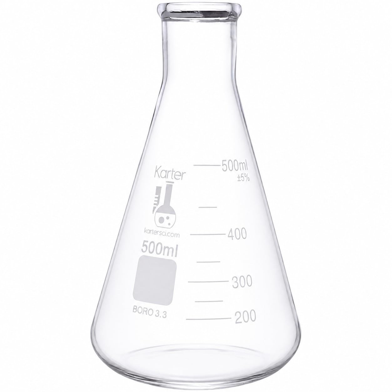 500ml Erlenmeyer Flask – Durable 3.3 Borosilicate Glass with Narrow Mouth