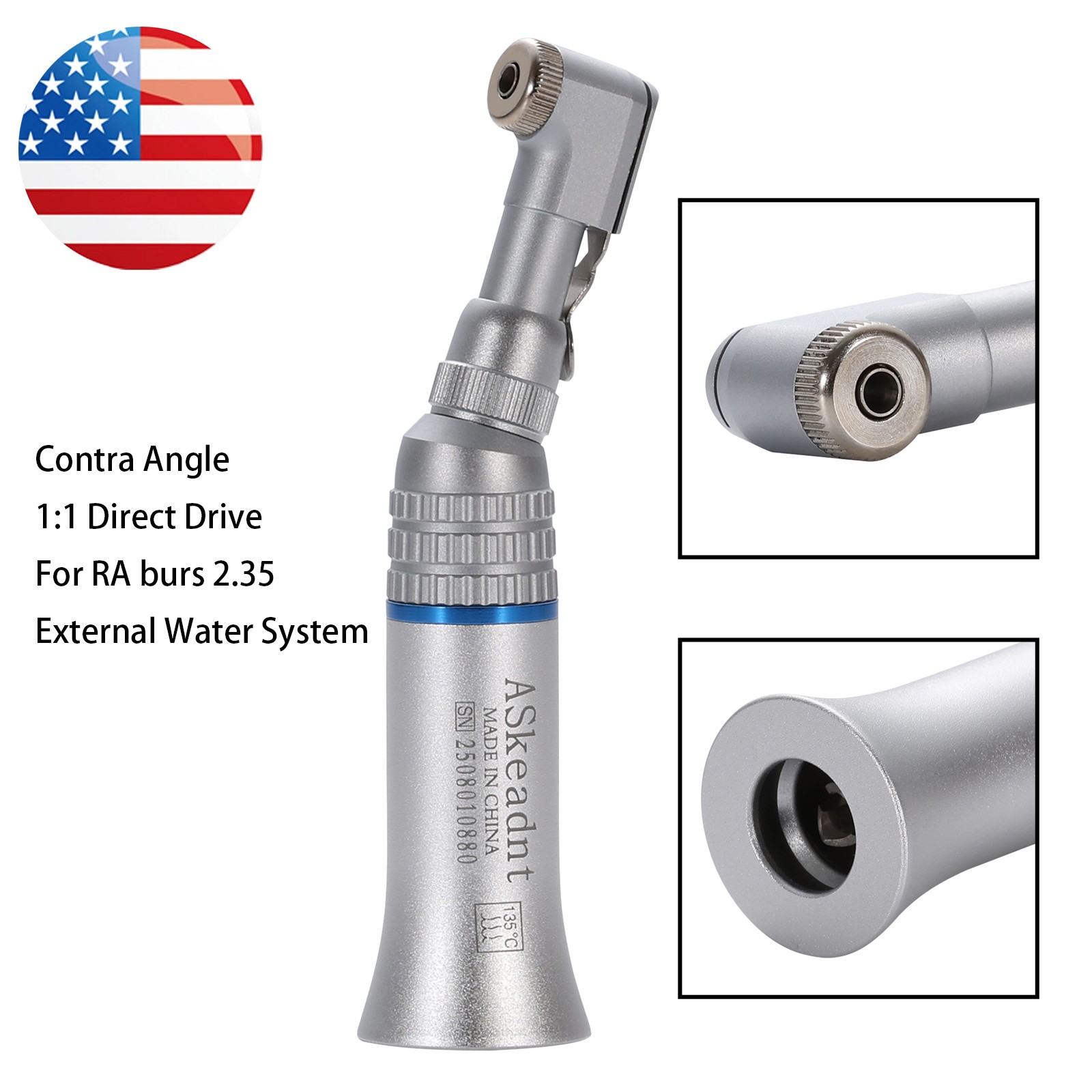 SEASKY Dental Push Button Slow Low Speed Contra Angle Handpiece Fit E-TYPE MOTOR