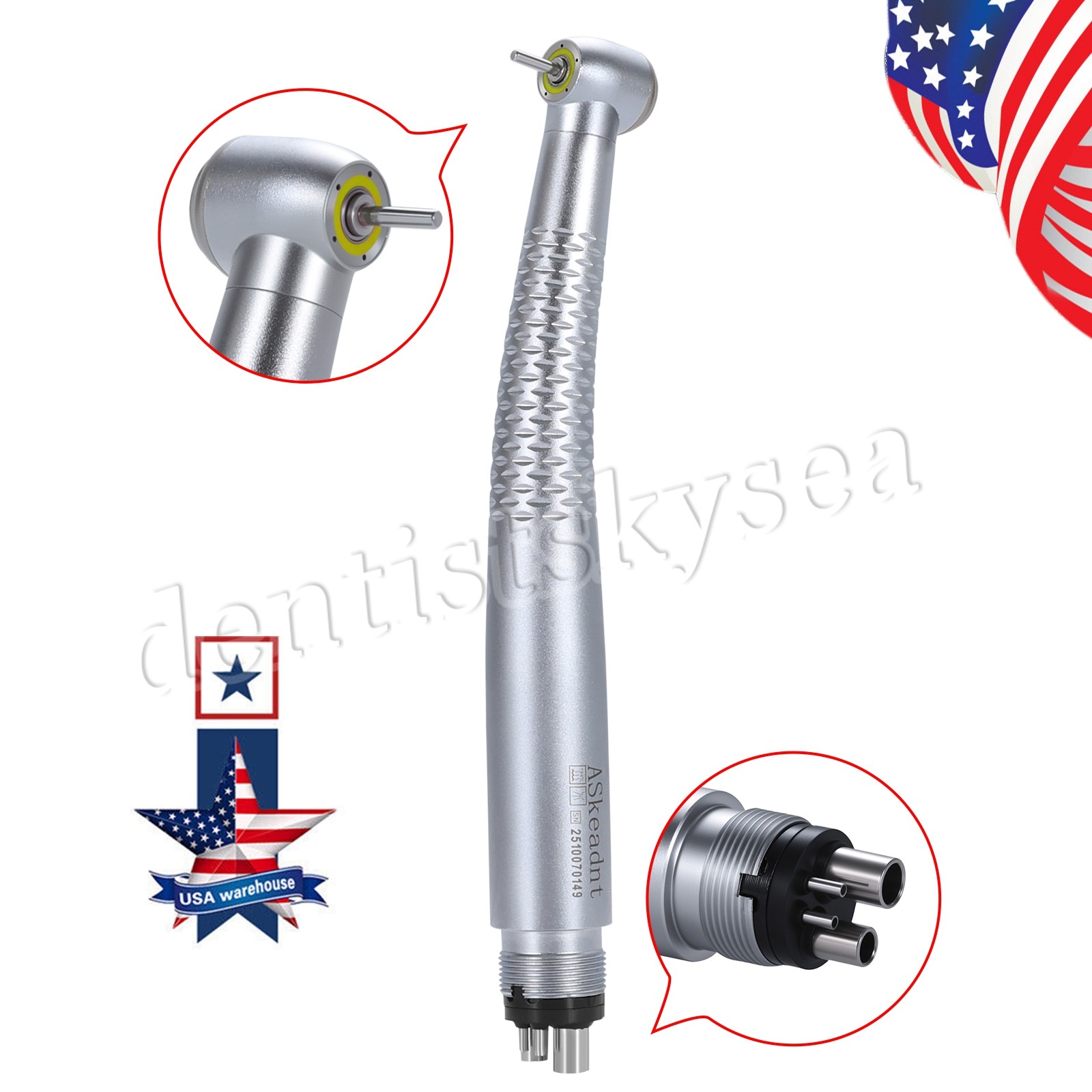 Dental LED High Speed Handpiece Shadowless E-Generator Turbine 4H
