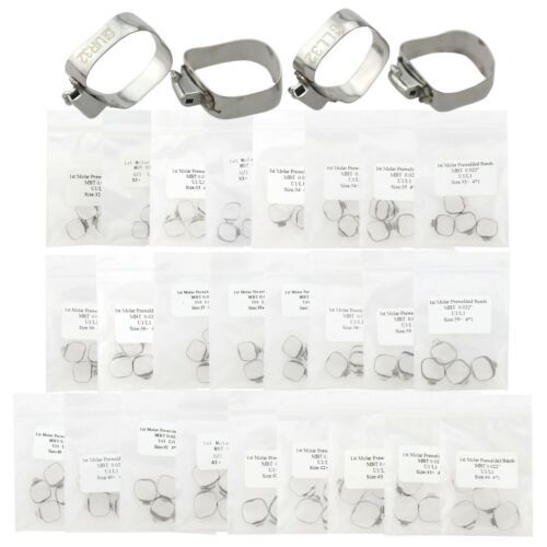 4 Pcs Dental Orthodontic Bands&Buccal Tube 1st Molar U1/L1 U2/L1 U3/L2 Roth 022
