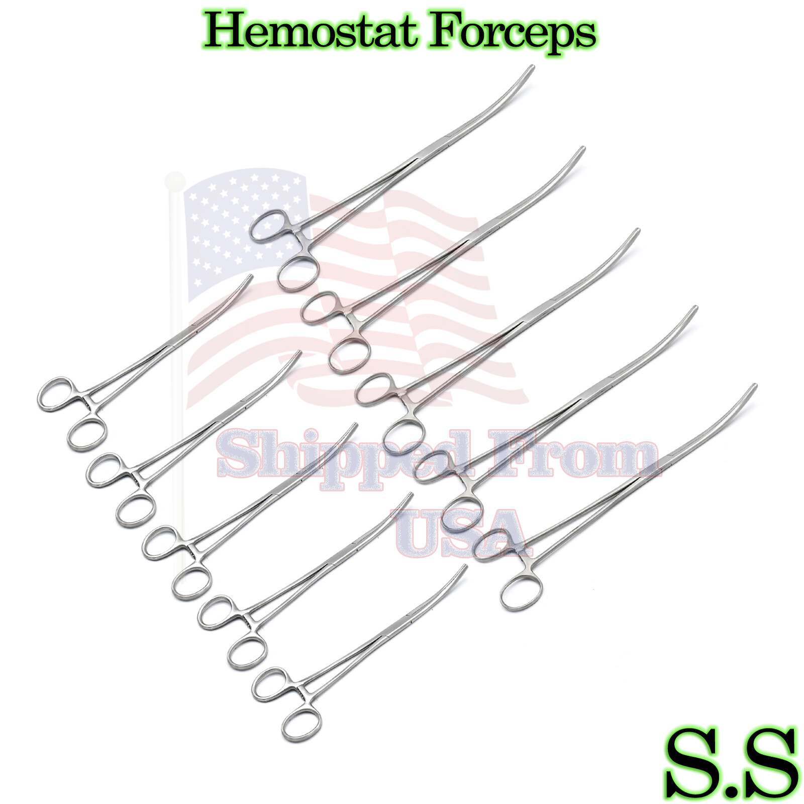 10 Pieces Hemostat Forceps 8″ +10″ Curved NEW BRAND Stainless Steel