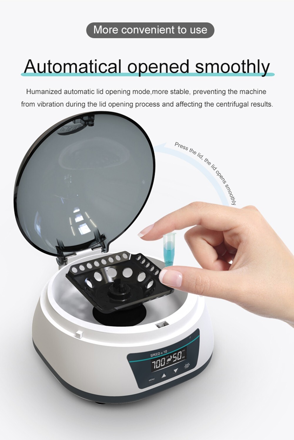 Lab Mini Centrifuge with Max Rotation Speed 7000rpm 0.2/0.5/1.5/2ml Micro Tube*1