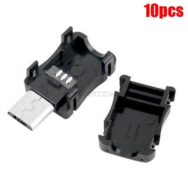 10Pcs 5 Pin T Port Male Plug Socket Connector/Plastic Cover Micro Usb New Ic qe