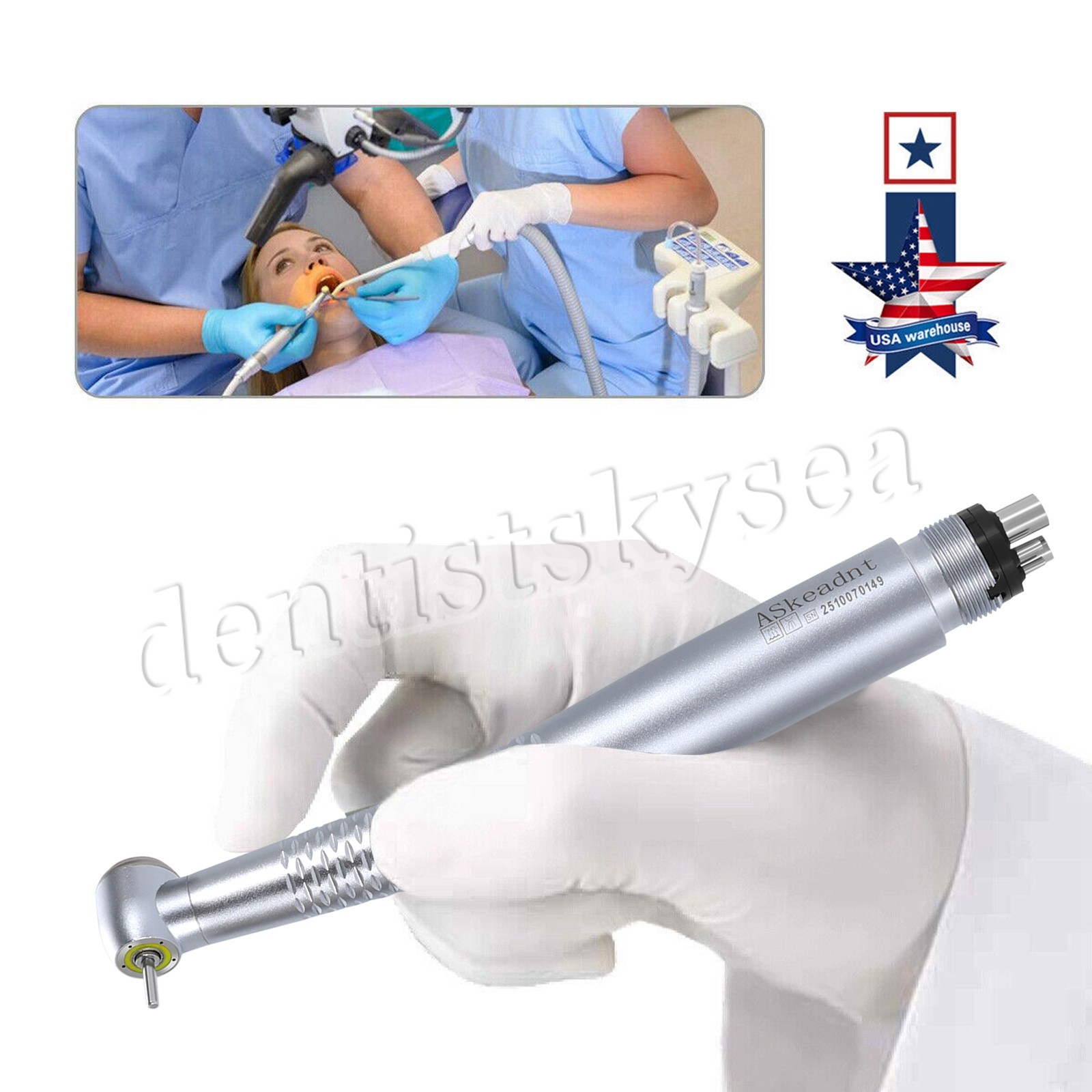 4H LED High Speed Handpiece Shadowless Ring E-Generator Turbine Handpiece Dental