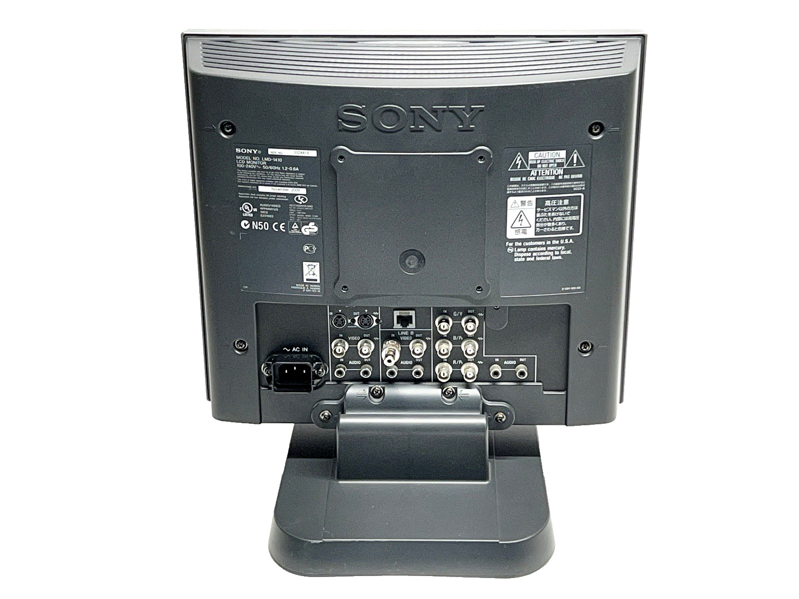 SONY LMD-1410 LCD 14″ PRO MONITOR 100-240VAC 50/60Hz 1.2-0.6A AUDIO/VIDEO (a)