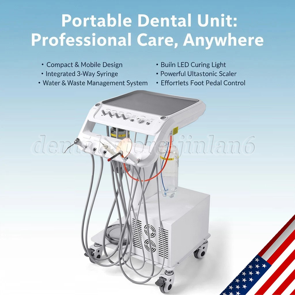 Portable Dental Mobile Delivery Unit with Compressor Curing Light suction Scaler