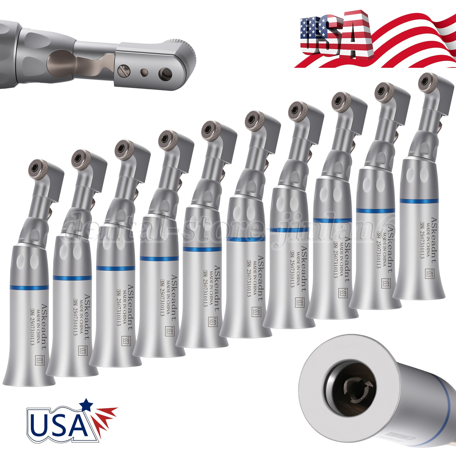 10 ASkeadnt Dental Slow Low Speed Handpiece Contra Angle Latch Burs EX203C