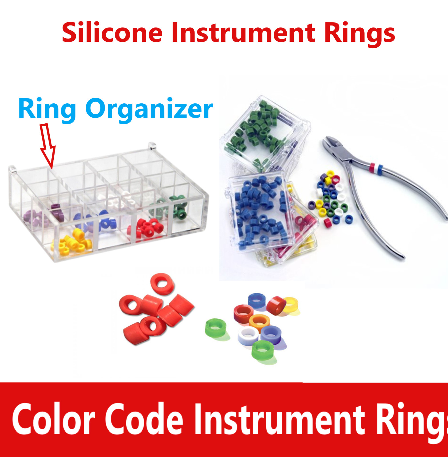 Dental Color Code Instrument Rings, Pre Cut1/8, 80/Pk Color Code Ring Dispenser