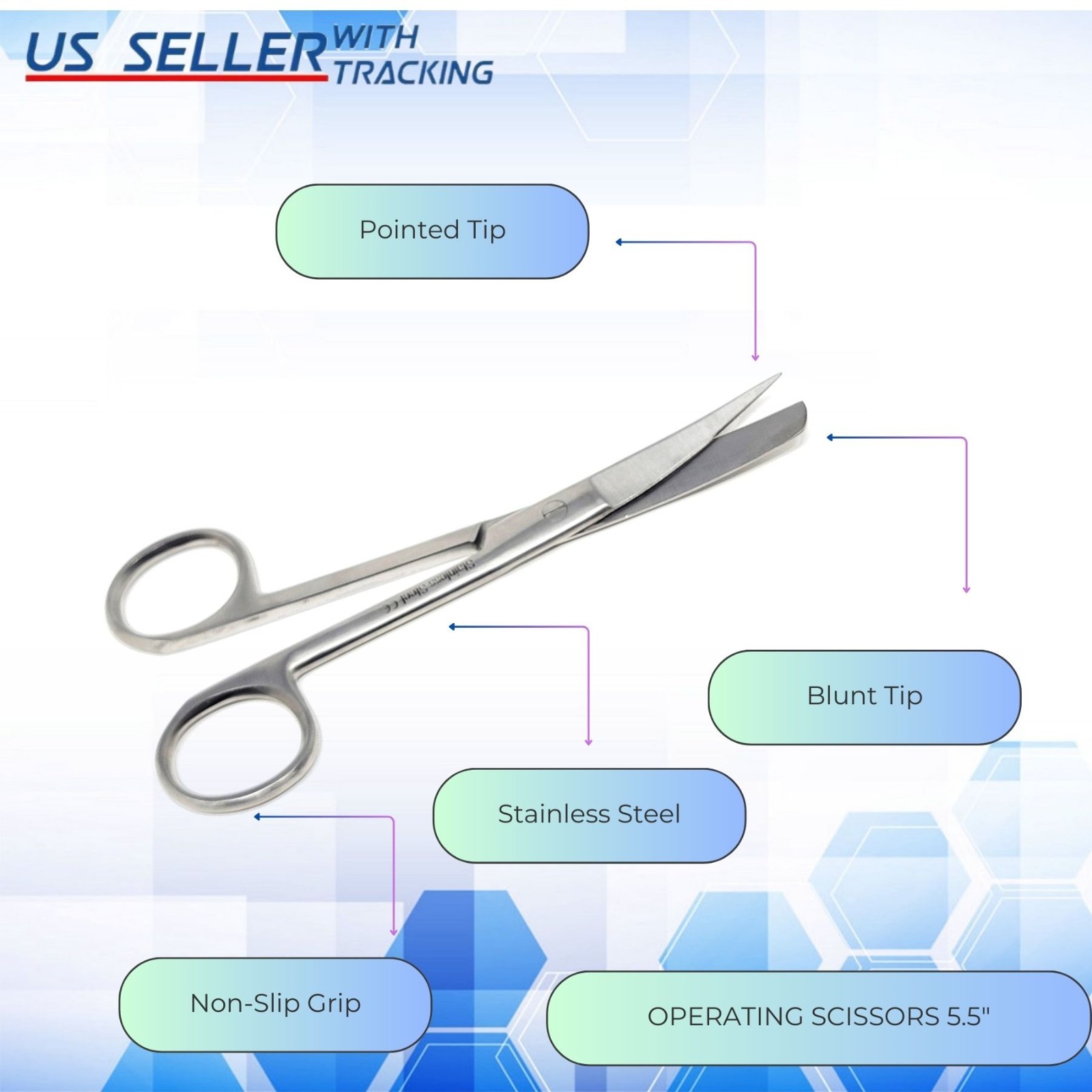 Premium Surgical Operating Medical Scissors Curved 5.5″ Blunt/Sharp Instruments