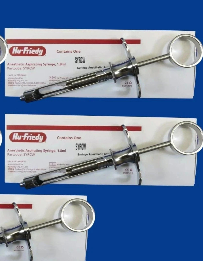 Lot of 5 Hu-Friedy CW Style Dental Anesthetic Aspirating 1.8ml Syringe SYRCW