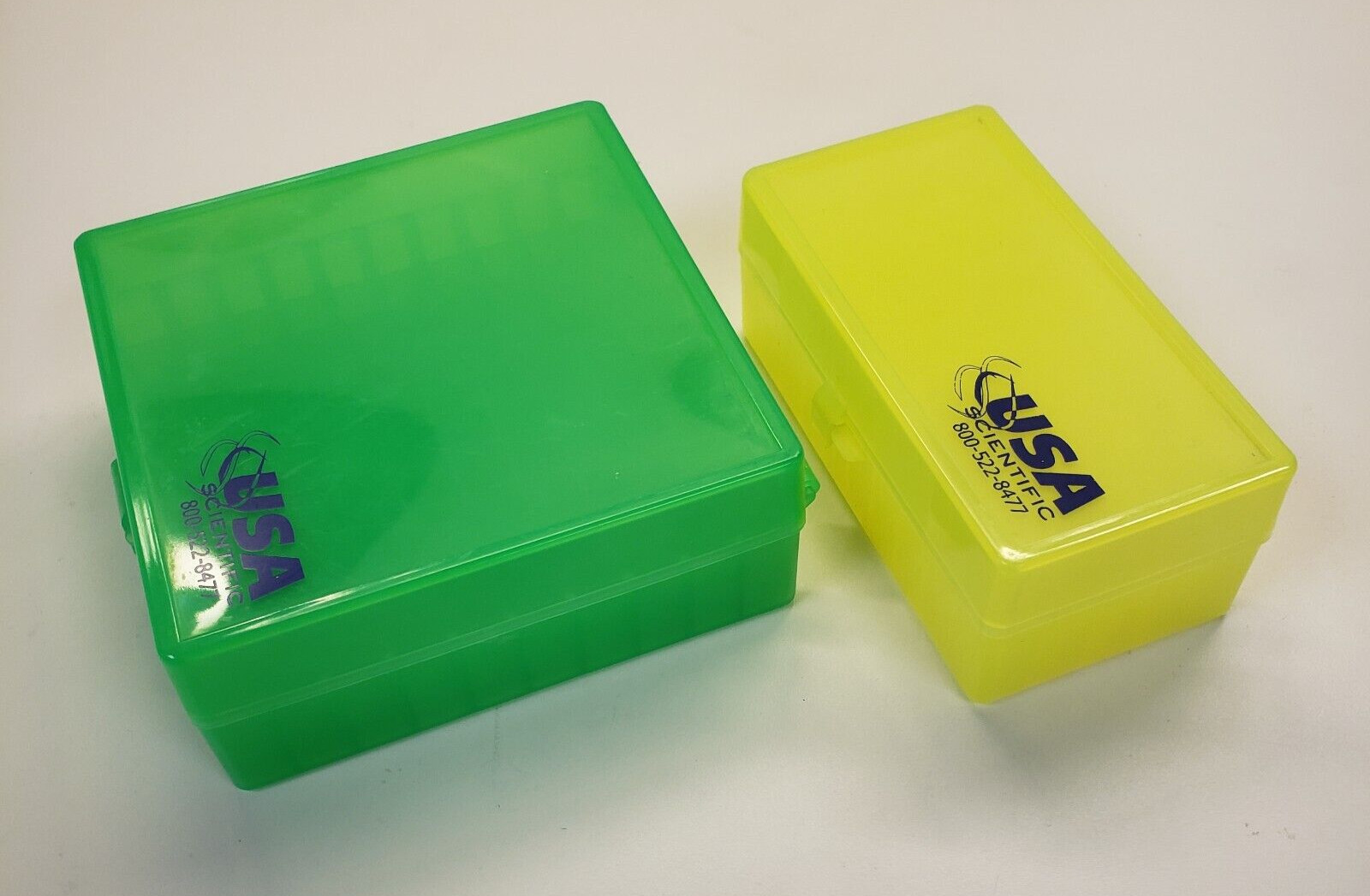 USA Scientific Polypropylene hinged freezer storage boxes, 50- and 100-place
