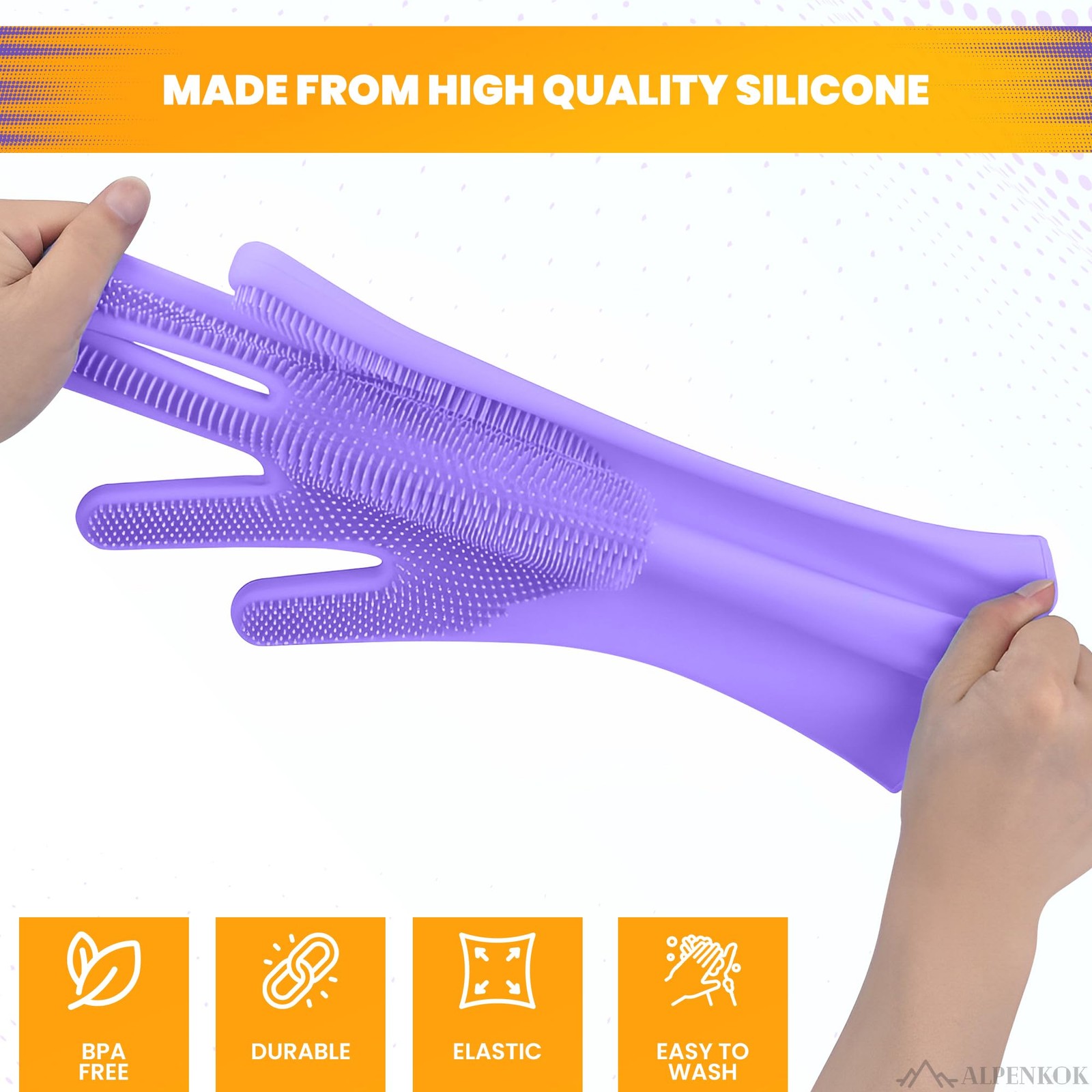 1 Pair Silicone Gloves for Washing Dishes – Tear-Resistant Silicone Dishwashi…
