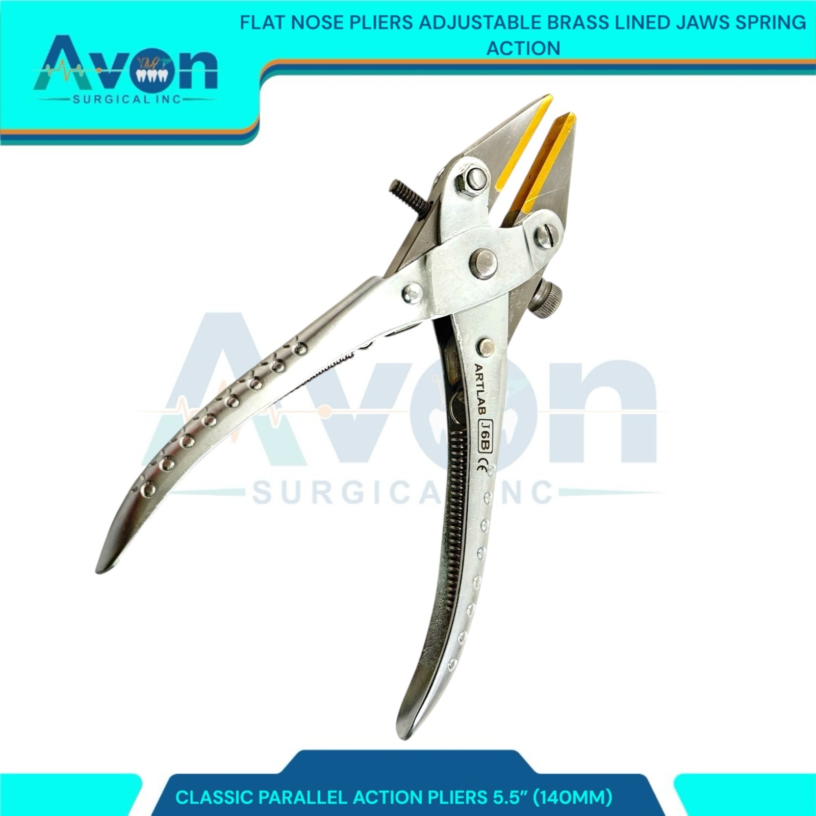 5.5″ Classic Flat Nose Parallel Action Pliers w/ Brass Jaws – Spring Handle -1pc