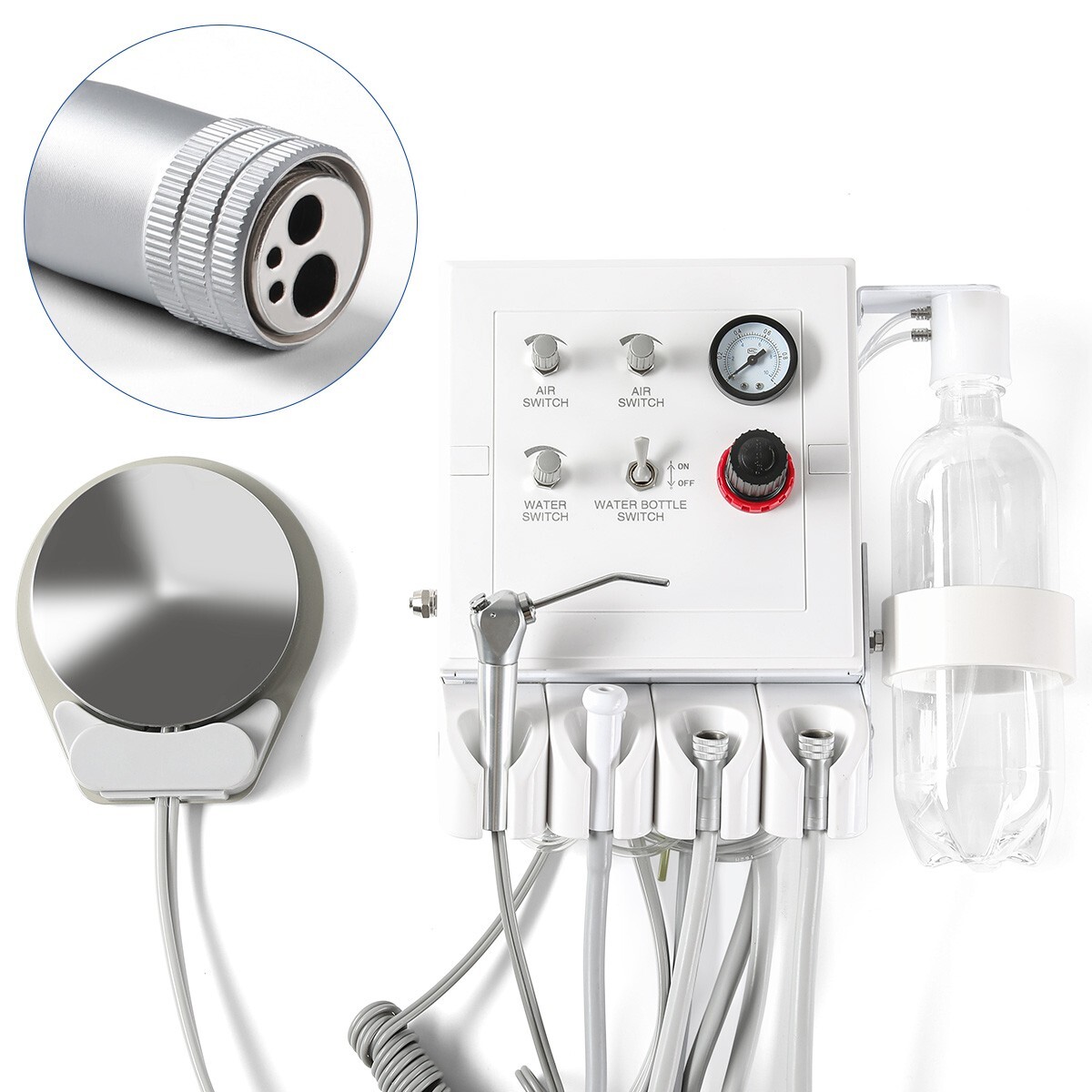 Unidad de turbina dental portátil trabajo succión débil con compresor aire 4Hole