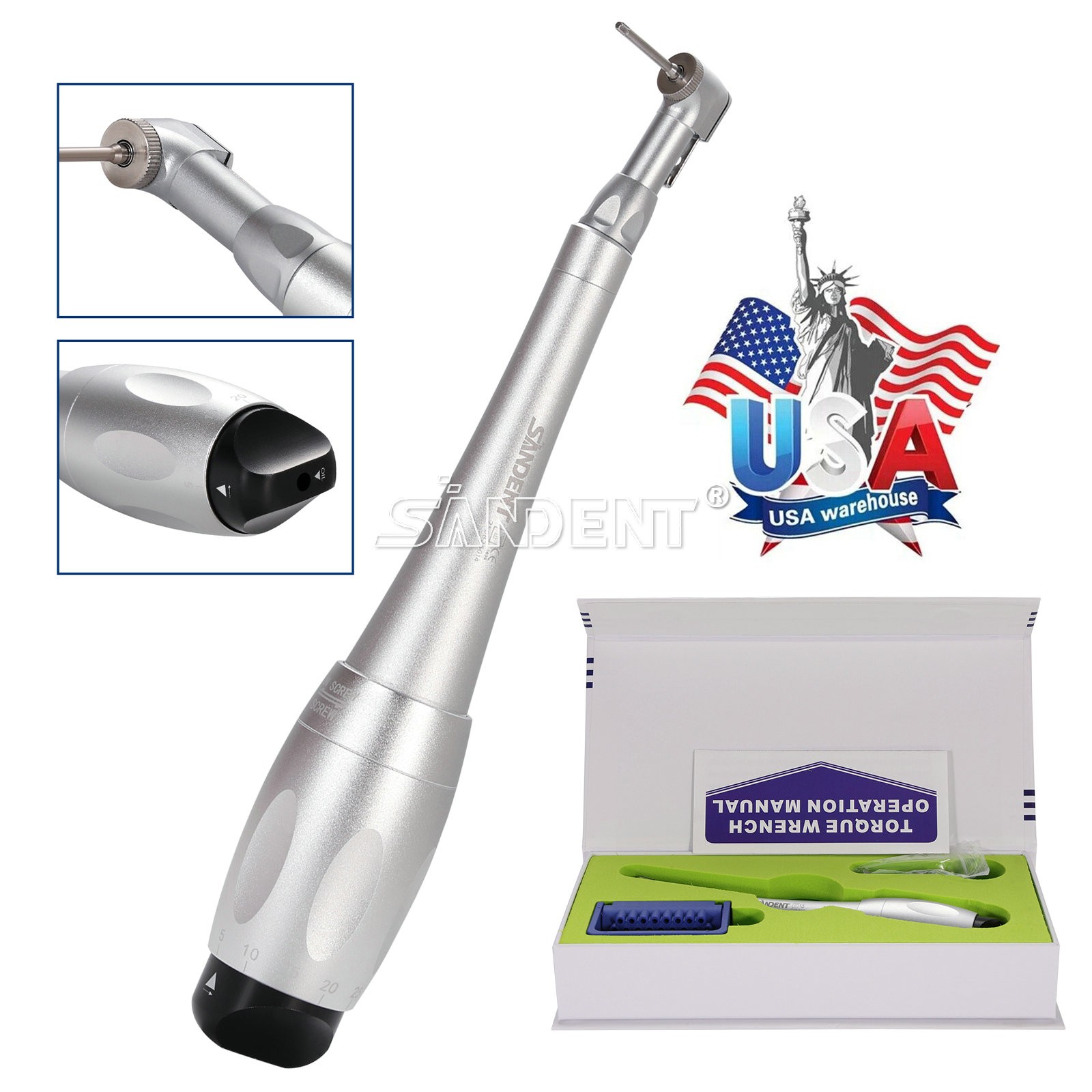 Dental Universal Implant Torque Wrench Handpiece Torque Wrench Driver 2 head+16