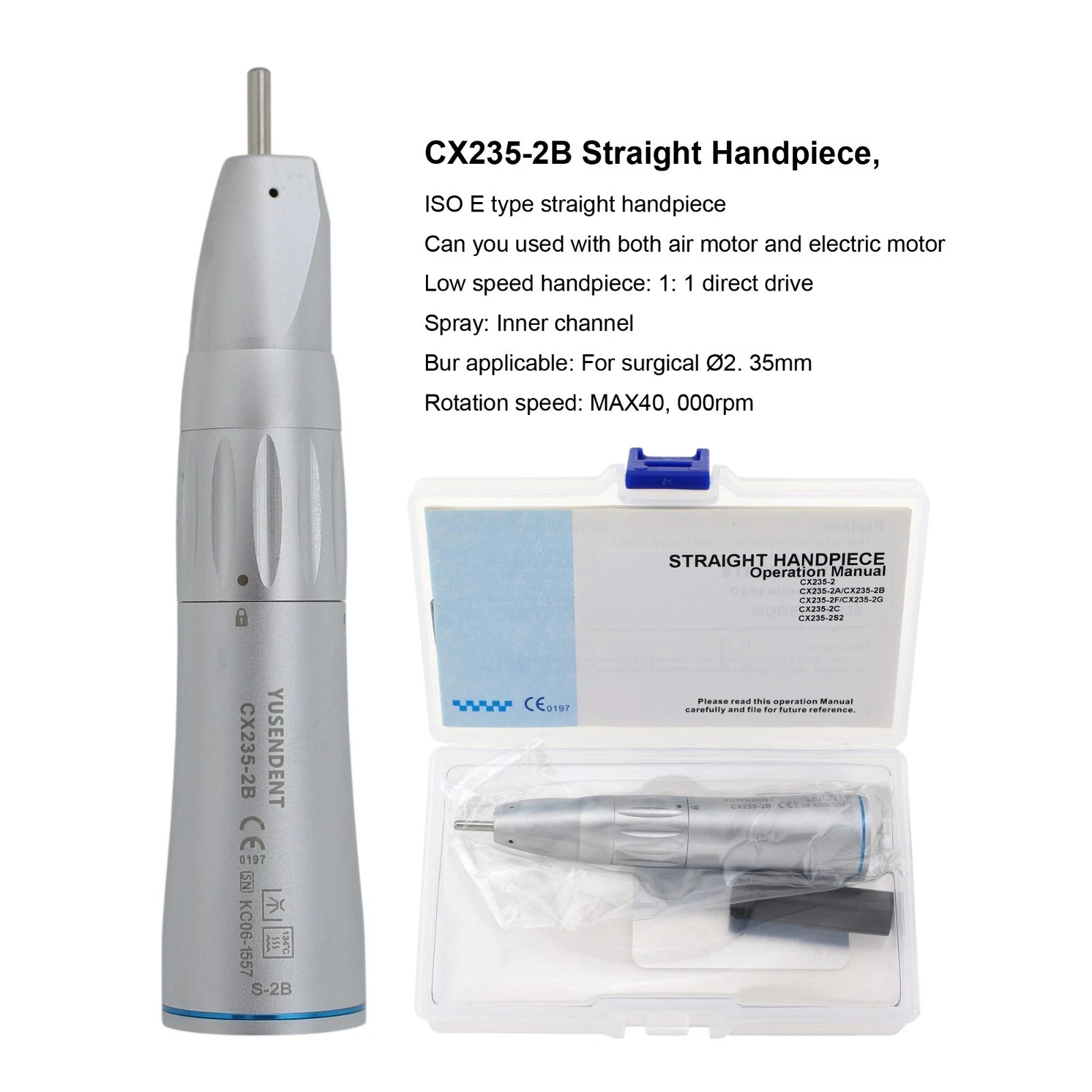 COXO Dental Contra Angle Straight Handpiece Slow Low Speed Air Motor 4 Hole NSK