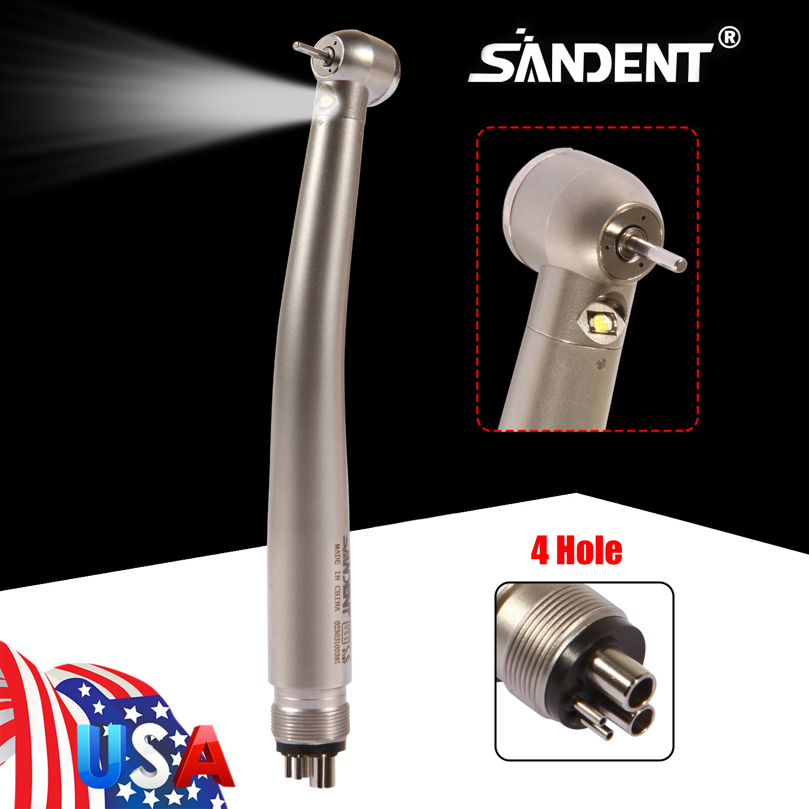 Dental Fiber Optic LED E-generator/ Low Speed Handpiece 2/4 Holes YX