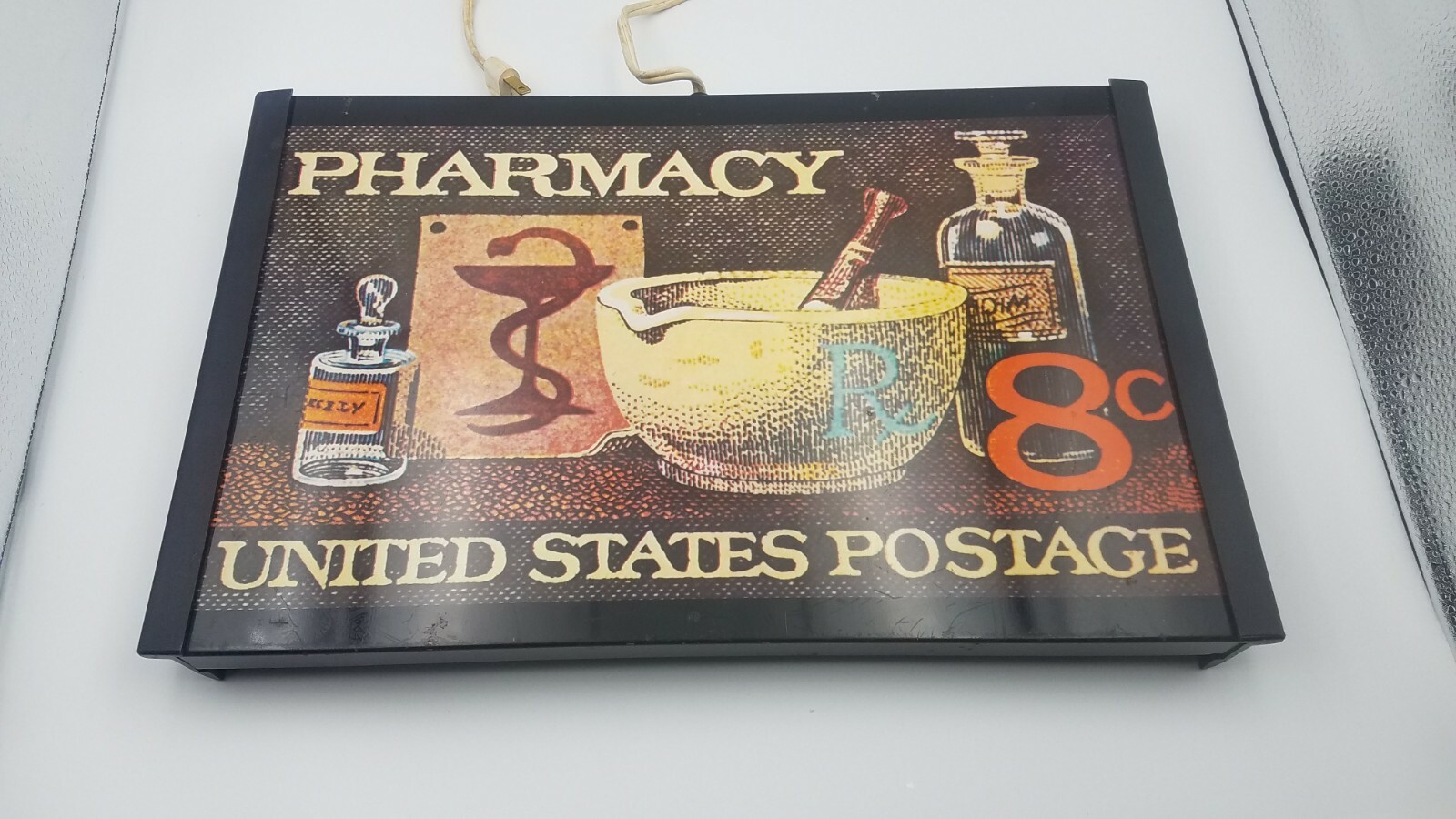 Vintage Warm-O-Tray – Pharmacy & United States Postage Theme – 17″ x 11″ x 1 1/2