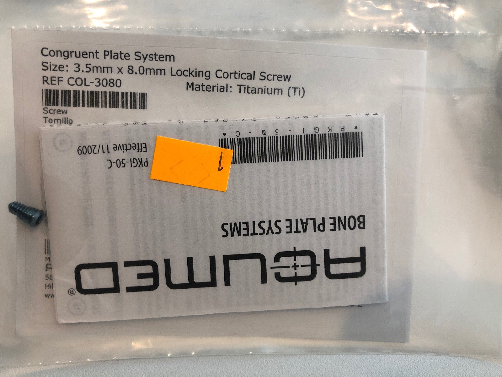 Acumed 3.5mm x 8mm Locking Cortical Titanium Ref COL-3080