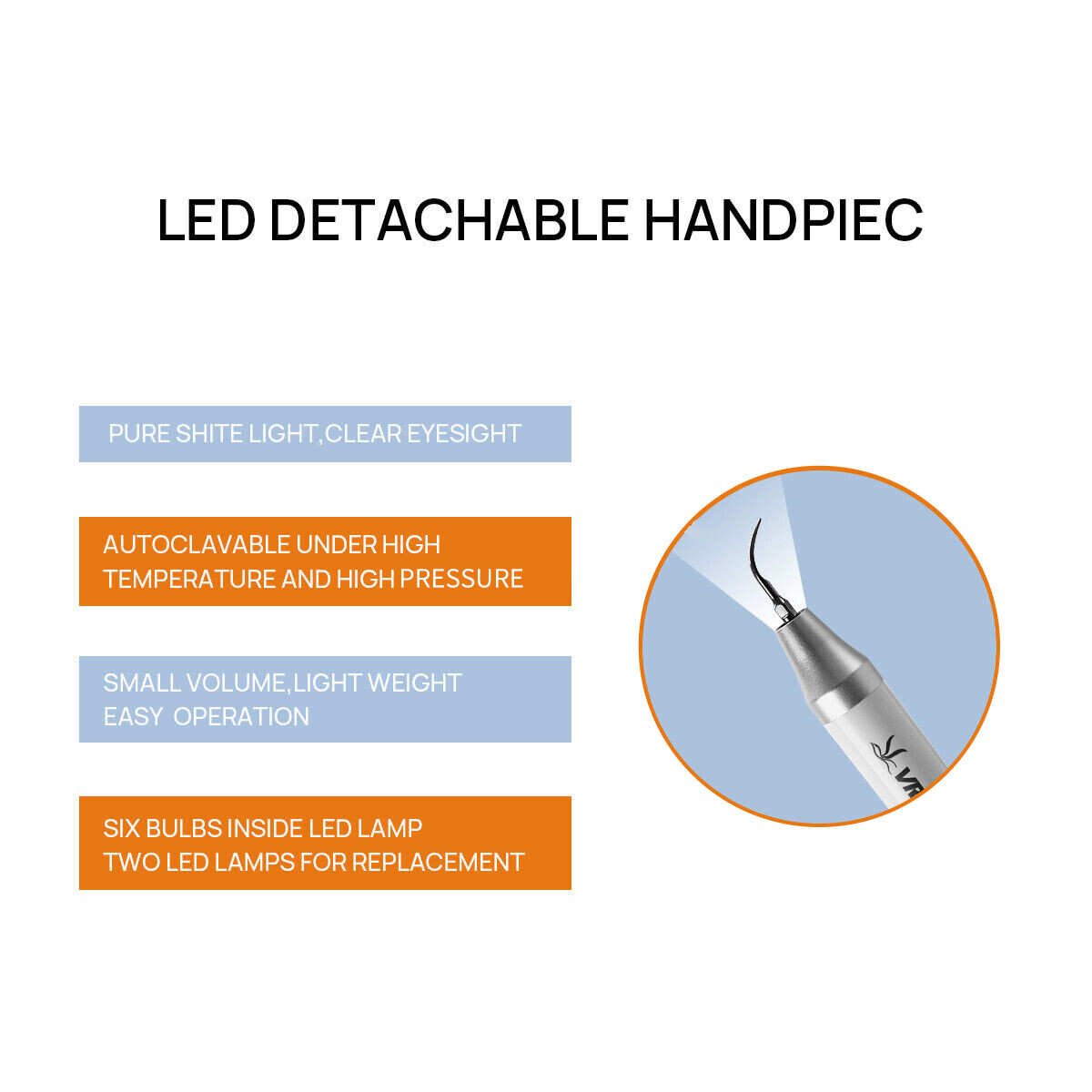 LED Dental Portable Ultrasonic Piezo Scaler Scaling Perio Endo F/ EMS Woodpecker