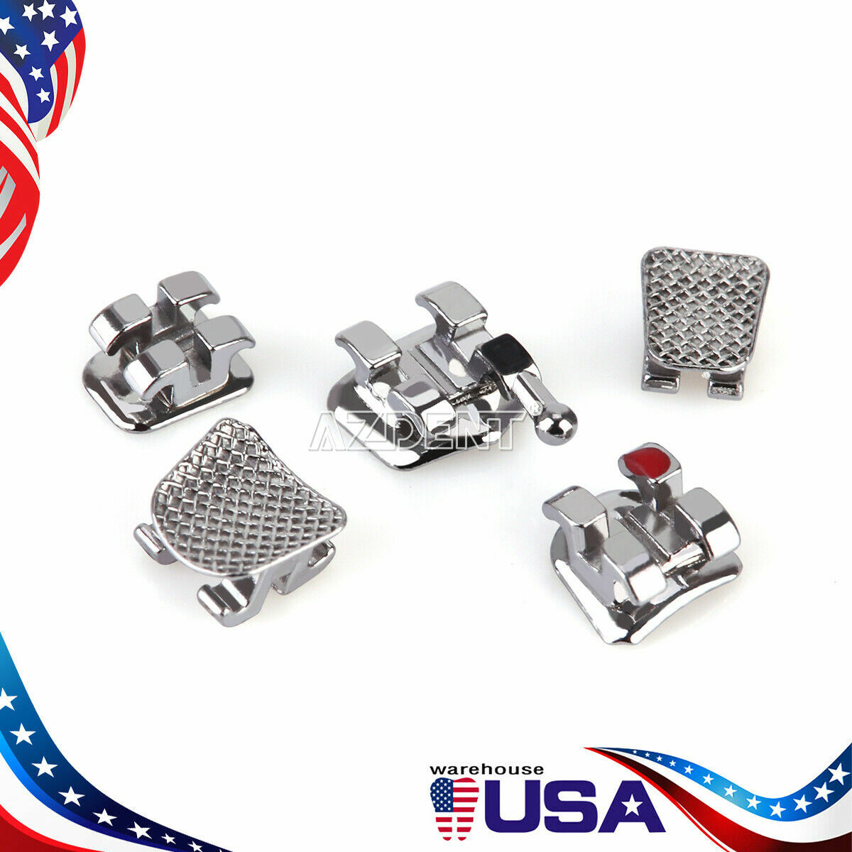 50Set Dental Orthodontic Brackets Metal Braces Mini Roth018 Hook 345 AZDENT