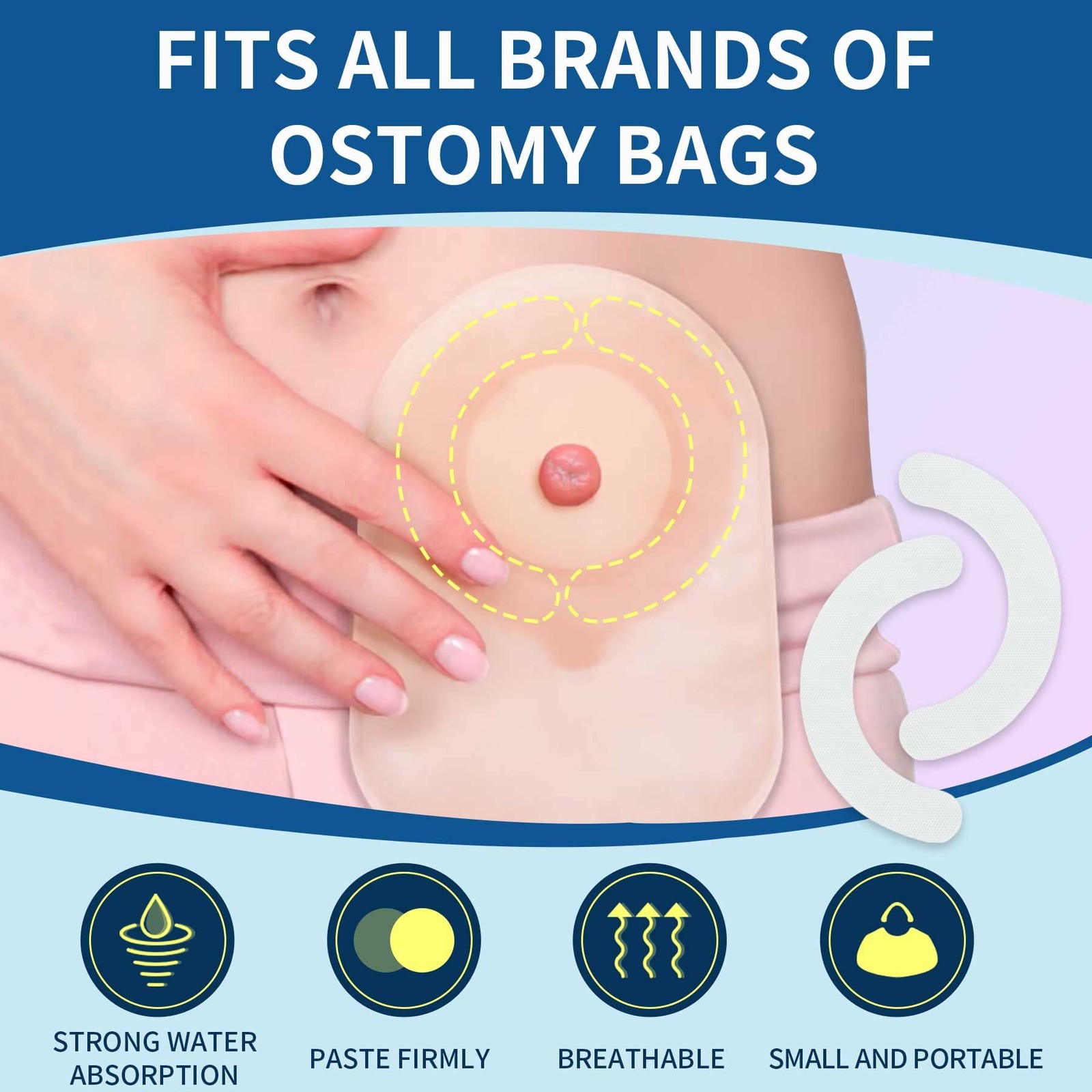 Ostomy Barrier Strips,Ostomy Supplies,Elastic Skin Strip, 20pcs