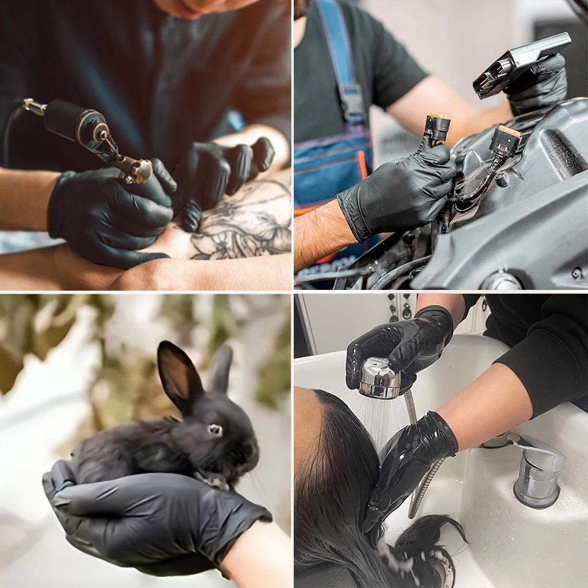 Black Nitrile Disposable Gloves 8 Mil Raised Diamond Texture Hand Gloves
