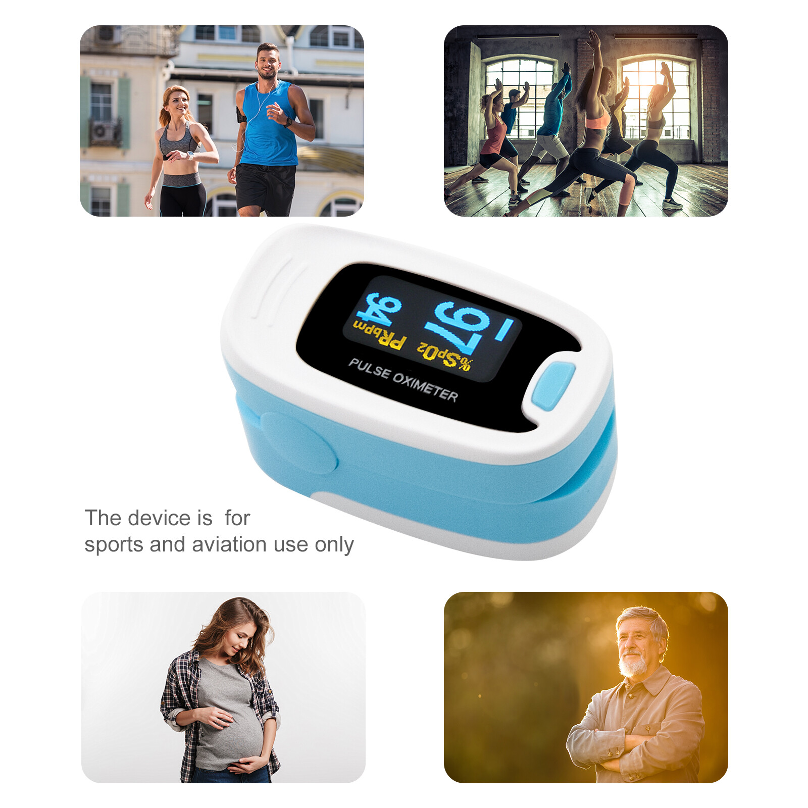 Finger Pulse Oximeter Blood Oxygen Saturation Heart Rate Measuring SpO2 Monitor