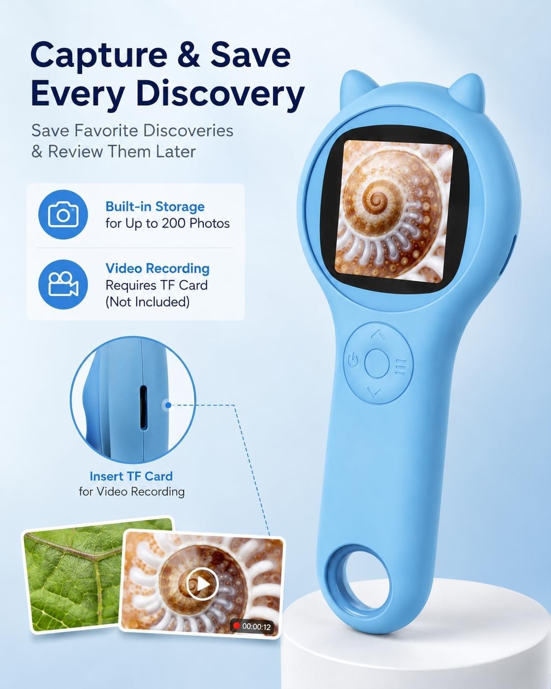 Travel-Friendly Kids’ Microscope – Capture Nature’s Wonders with 2-Inch Screen