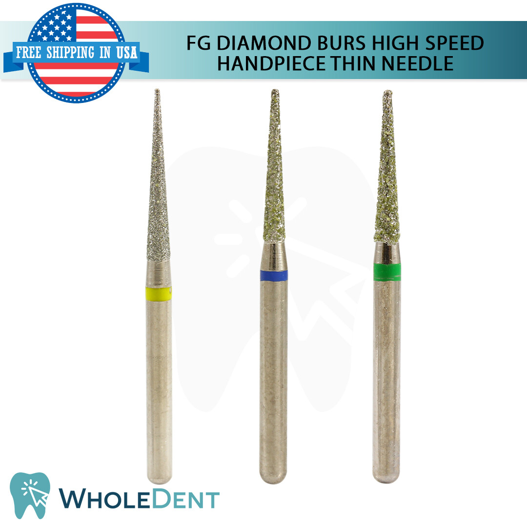 FG Diamond Burs Dental High Speed Handpiece Thin Needle Head 10Pcs Sterile