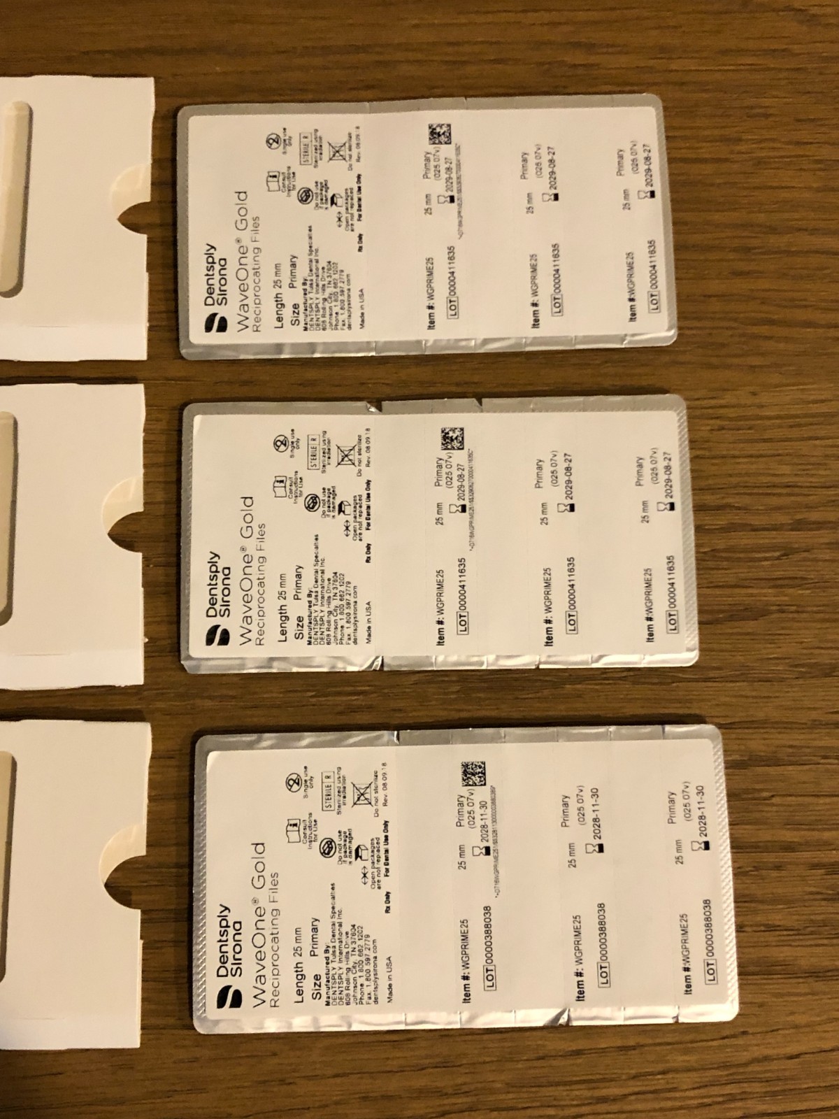 Dentsply Waveone Gold Reciprocating Files RED PRIMARY 25mm lot of 3 packs NEW