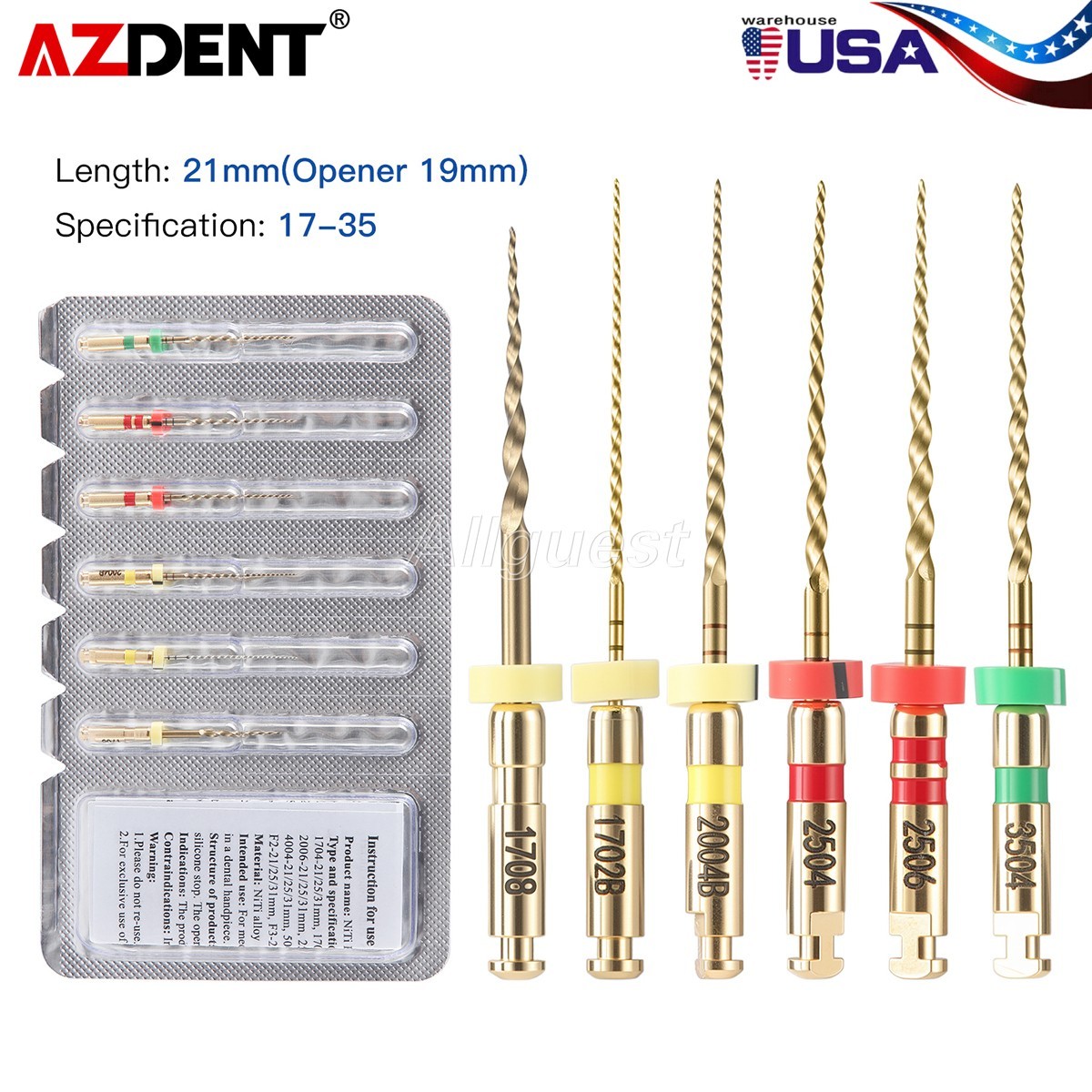 Dental Endo Rotary Niti Files Engine Use Heat Activated #17-#35 21mm 6pc/pack