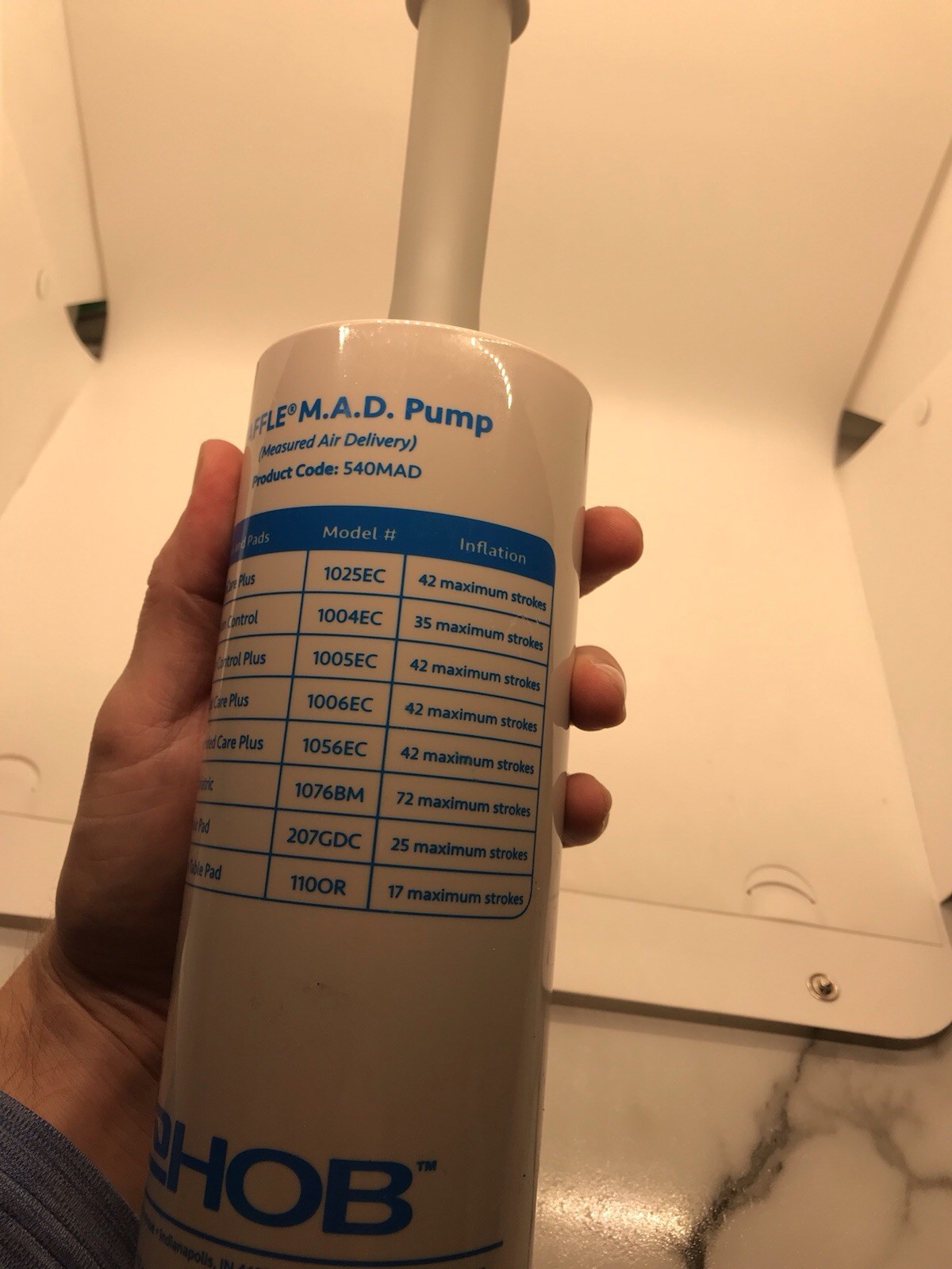 EHOB WAFFLE M.A.D. Pump 540MAD Manual Air Pump for Medical Overlays Cushions