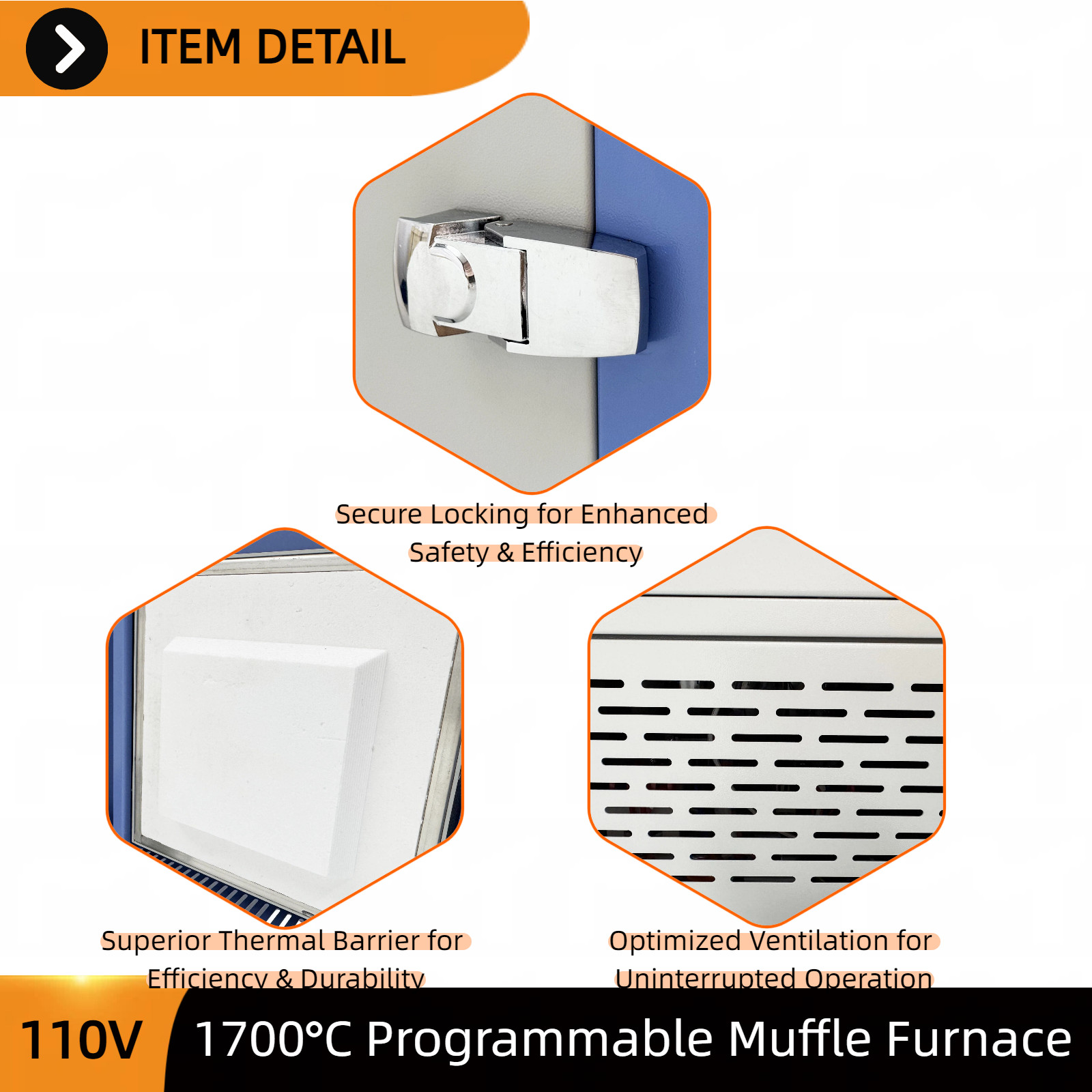 110V 2KW Muffle Furnace 1700°C Lab Furnace with Timer & Programmable Control