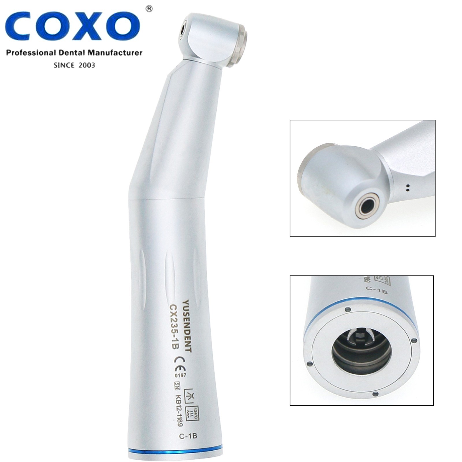 US COXO Dental Inner Water Low Speed Air Motor Contra Angle Handpiece 2Holes