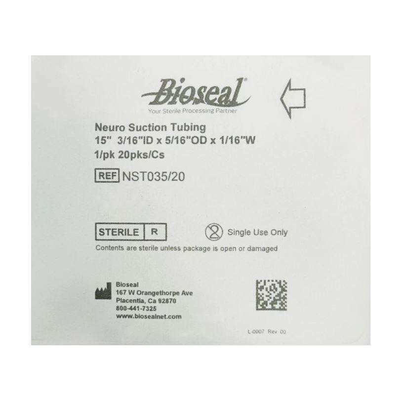 *1-Pack* Bioseal Neuro Suction Silicone Tubing Sterile NST035/20