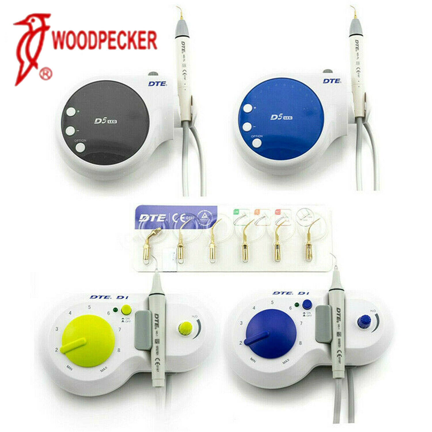 Original Woodpecker DTE D1 D5 LED Dental Ultrasonic Piezo Scaler Handpiece Tips