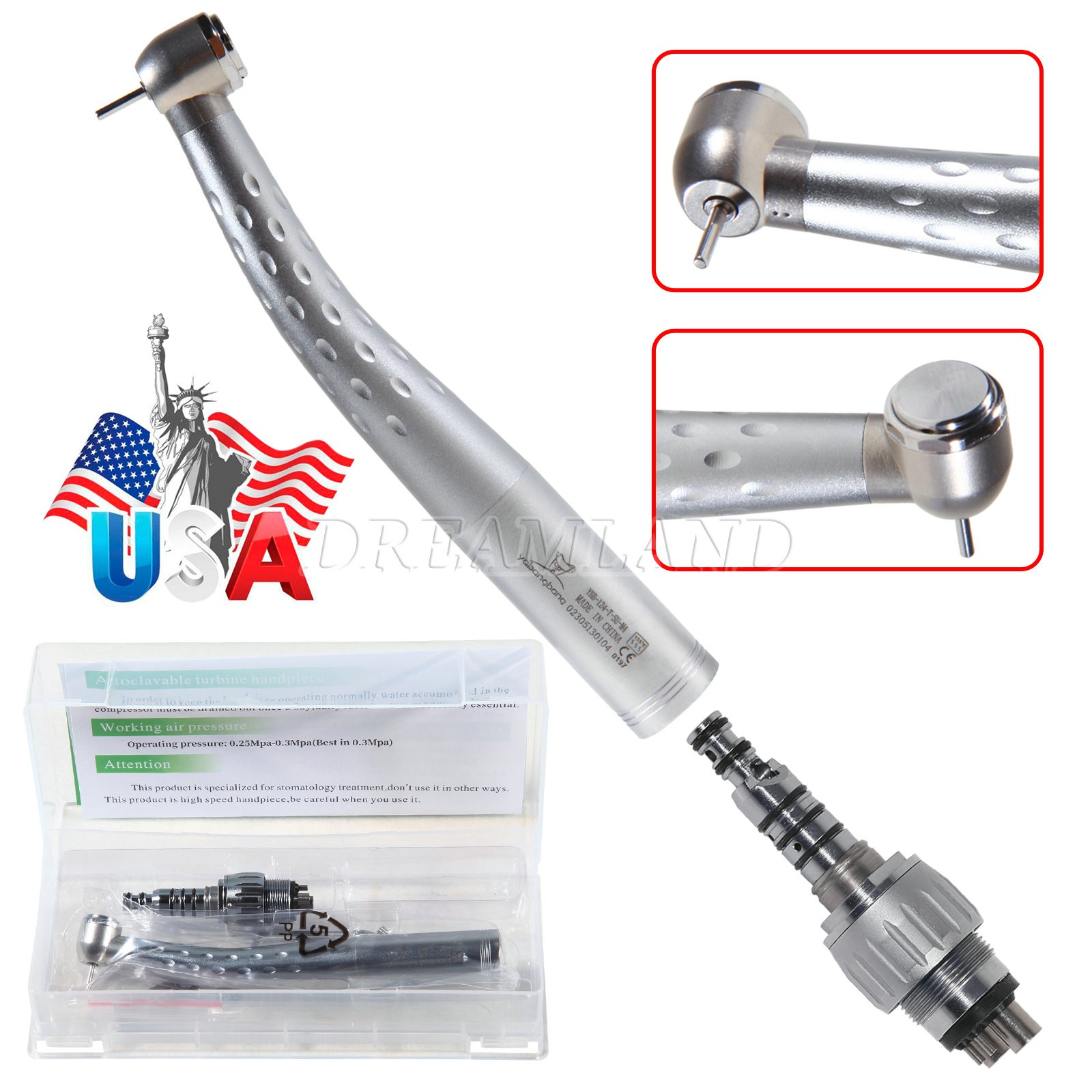 KAV Style Dental High Speed Turbine Big Head Handpiece 4H Quick Coupler Swivel
