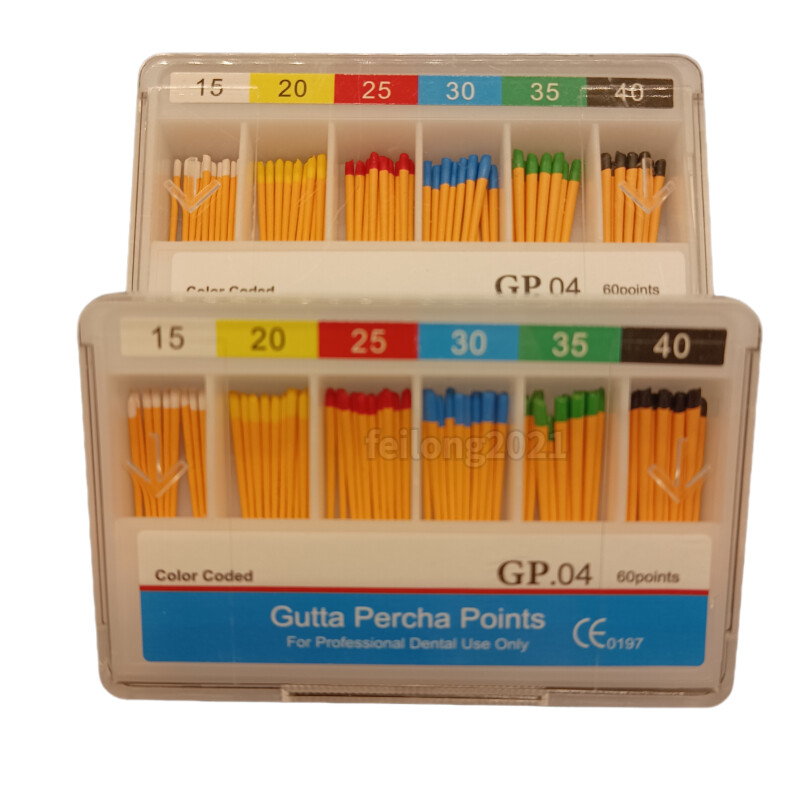 Endodontic GUTTA PERCHA POINTS Taper 0.4, All Sizes Dental Meta, 60 Points/box