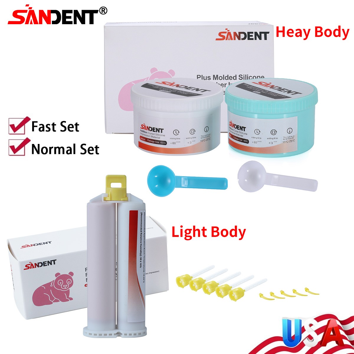 VPS PVS Dental Impression Silicone Material Putty + Light Body Set B Fast/Normal