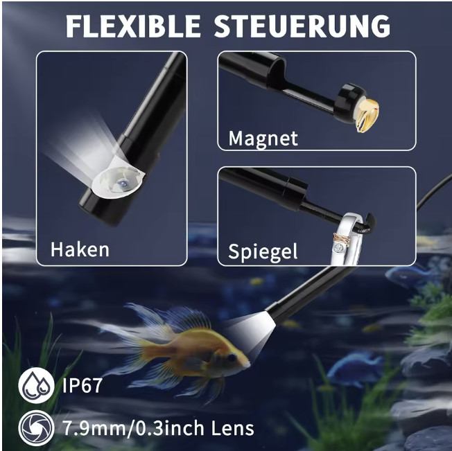 1920P HD Endoscope Borescope 8mm Inspection Snake Camera for iPhone Android iOS