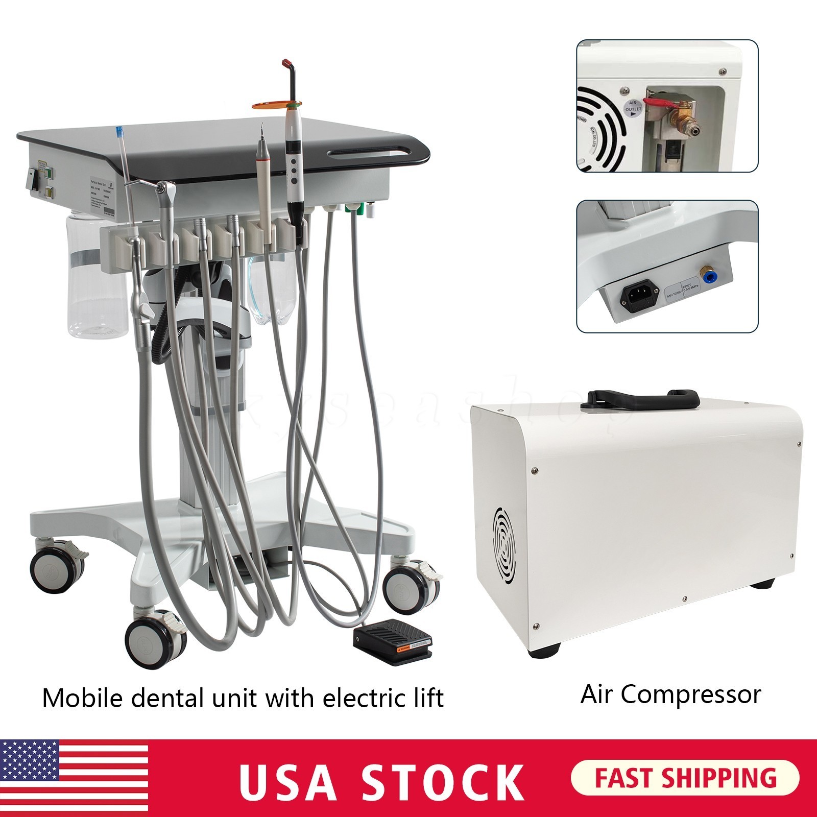 Dental Delivery Cart Treatment Unit GU-P302S 2H/4H with Oil Free Air Compressor