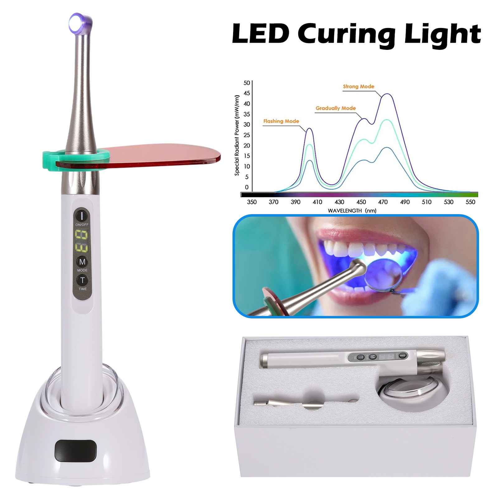 1-5 Dental Woodpecker Style iLED Wireless Curing Light Lamp 1 Sec Cure White sa