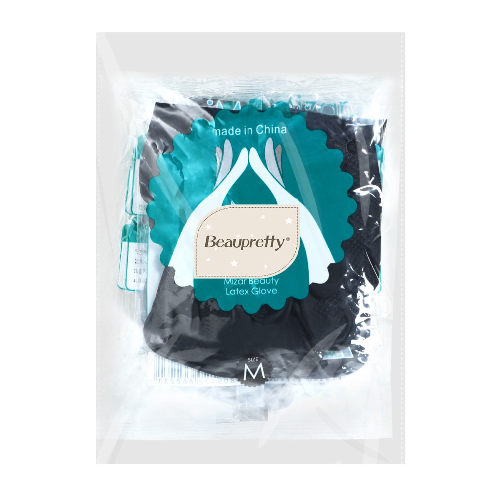 Black Reusable Latex Gloves for Salon Hair Color Dye and Daily Use Medium Size
