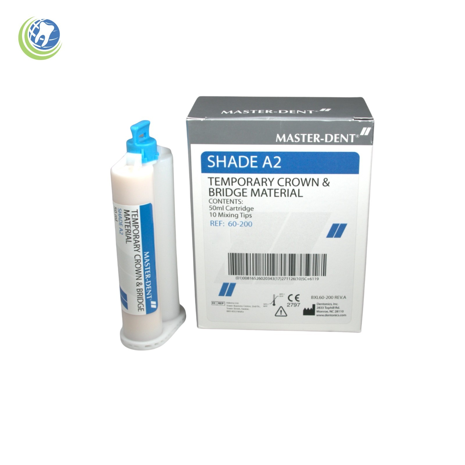Temporary Crown & Bridge Material Shade A2 Automix 50ml Cartridge Dental