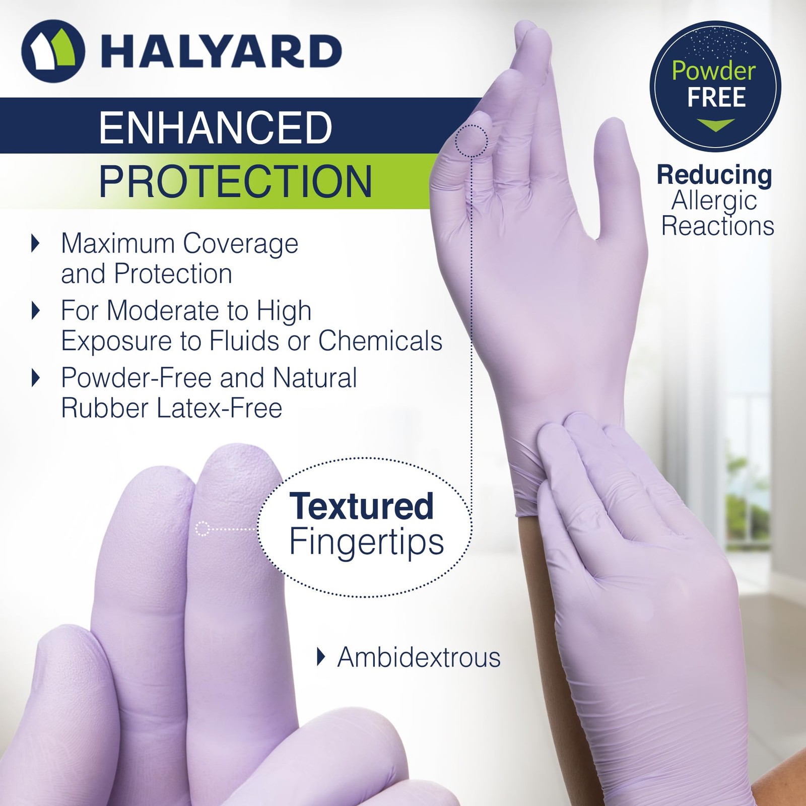 Lavender Nitrile Exam Gloves Powderfree Nonsterile 3.1 Mil 9.5 Inches Lavender M