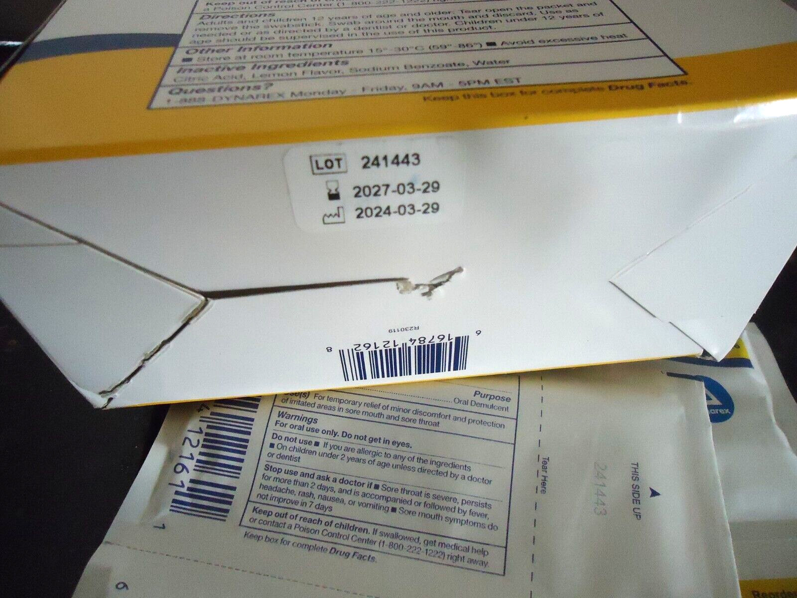 Lemon-Glycerin Swabsticks Dynarex 25 packets/3 Per Packet Exp:03/2027 (1 Box)